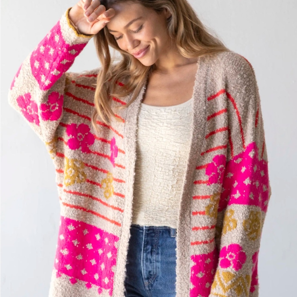 Natural Life Calla Jacquard Cardigan Sweater